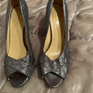 Kate spade Elegant Silver Sparkly  Peep-Toe Heels